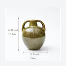 Glossy olive green speckled ceramic vases teapot flower kitchen decor
