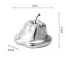 Glossy red abstract melting apple ceramic sculpture living room decor