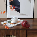 Glossy red abstract melting apple ceramic sculpture living room decor