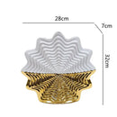 Glossy white & gold fringe geometry ceramic vase living room decor