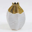 Glossy white & gold fringe geometry ceramic vase living room decor