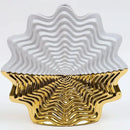Glossy white & gold fringe geometry ceramic vase living room decor
