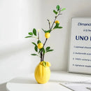 Glossy yellow ceramic lemon flower vase kitchen citrus decor
