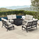 Black Aluminum Fire Table Set with Four Deep Seating Loveseats