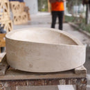 Light Travertine Honed and Filled Vessel Sink Natural Stone 16 x 21.5 x 6 Inches