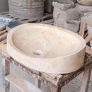 Light Travertine Honed and Filled Vessel Sink Natural Stone 16 x 21.5 x 6 Inches