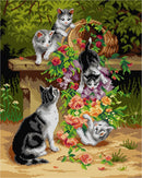 Gobelin canvas for halfstitch without yarn after Carl Reichert - Cats and Flowers 3285M