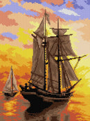 Gobelin canvas for halfstitch without yarn after William Bradford - Sunset in Fundy Bay (fragment) 2849J