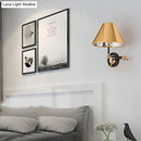 Gold and black metal cone wall light swing arm bedroom sconce