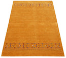 Gold And Blue Modern Design Hand Loomed Wool Area Rug