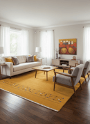 Gold And Blue Modern Design Hand Loomed Wool Area Rug