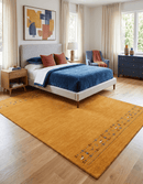Gold And Blue Modern Design Hand Loomed Wool Area Rug