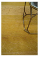 Gold and Brown Hand knotted Stripes 4x6 wool and Art Silk area Rug