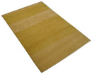 Gold and Brown Hand knotted Stripes 4x6 wool and Art Silk area Rug