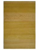 Gold and Brown Hand knotted Stripes 4x6 wool and Art Silk area Rug