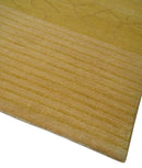 Gold and Brown Hand knotted Stripes 4x6 wool and Art Silk area Rug