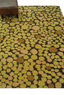 Gold and charcoal Dot 5.6x7 Hand loom wool and art silk Area Rug