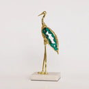 Gold and emerald crystal crane sculpture living room decor
