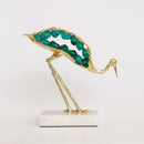 Gold and emerald crystal crane sculpture living room decor