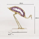 Gold and emerald crystal crane sculpture living room decor