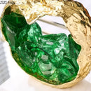 Gold and green crystal apple pear alloy ornaments living room decor