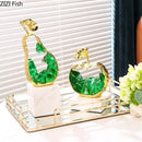 Gold and green crystal apple pear alloy ornaments living room decor