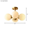 DecorBites™ Opaline Glass 4 Bulb Semi Flush Gold Ceiling Mount Light Fixture for Ball Kitchen