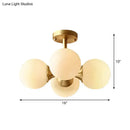DecorBites™ Opaline Glass 4 Bulb Semi Flush Gold Ceiling Mount Light Fixture for Ball Kitchen
