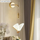 Gold and patterned butterfly led wall light for bedroom