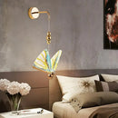 Gold and patterned butterfly led wall light for bedroom