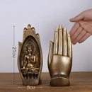 Gold and silver buddha hands monk figurine living room decor