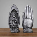 Gold and silver buddha hands monk figurine living room decor