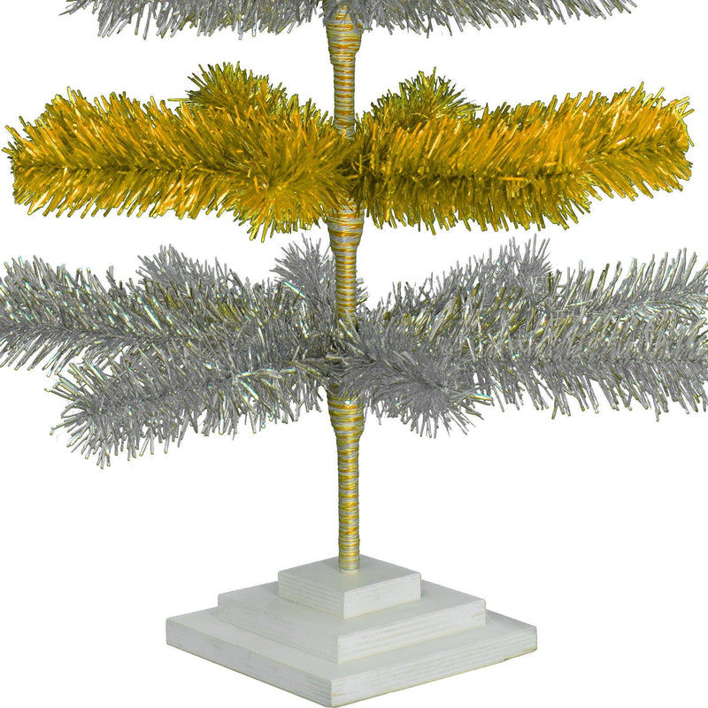 Gold & Silver Layered Tinsel Christmas Tree