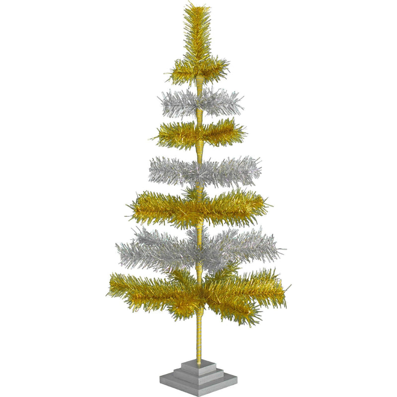 Gold & Silver Layered Tinsel Christmas Tree