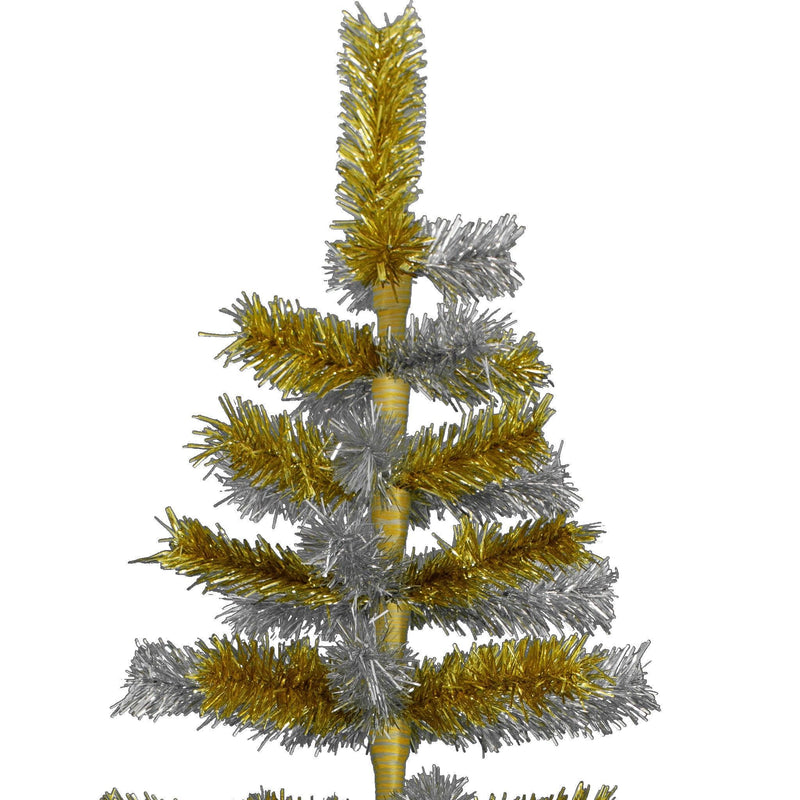 Gold & Silver Mixed Tinsel Christmas Tree