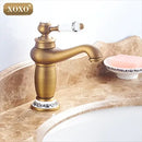 Gold and white ceramic bathroom basin faucet deck mounted mixer