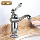 Gold and white ceramic bathroom basin faucet deck mounted mixer