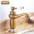 Gold and white ceramic bathroom basin faucet deck mounted mixer