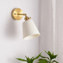 Gold and white ceramic led wall sconce with pull chain for bedroom