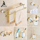 Gold and white crystal bath hardware set bathroom accessories