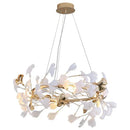 Gold and white ginkgo ceramic chandelier dining room light