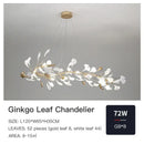 Gold and white ginkgo ceramic chandelier dining room light