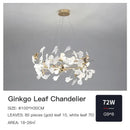 Gold and white ginkgo ceramic chandelier dining room light