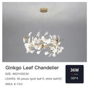 Gold and white ginkgo ceramic chandelier dining room light