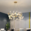 Gold and white ginkgo ceramic chandelier dining room light