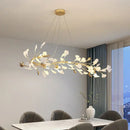 Gold and white ginkgo ceramic chandelier dining room light