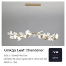 Gold and white ginkgo ceramic chandelier dining room light