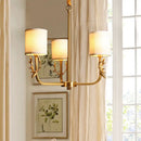 DecorBites™ Gold Nordic Cylindrical Chandelier with Antler Deco - Fabric Suspension Light for Living Room