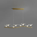 Gold bird branch led pendant lamp dining room crystal light