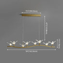 Gold bird branch led pendant lamp dining room crystal light